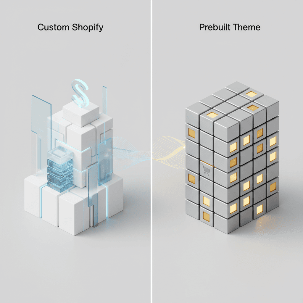 Custom Shopify Theme vs Prebuilt Theme editorial cover